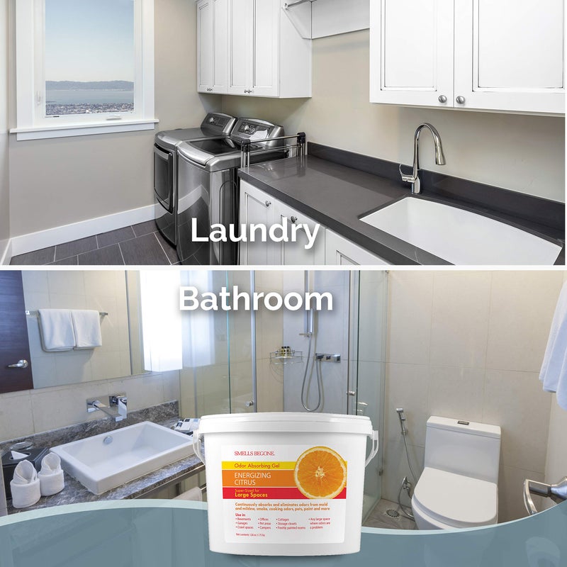 SMELLS BEGONE 1-Gallon Gel Odor Eliminator â€“ High-Capacity, Long-Lasting Absorber for Large Basements, Garages, Workshops & Commercial Areas â€“ Remove Tough Odor with Essential Oils (Energizing Citrus) - Image 5